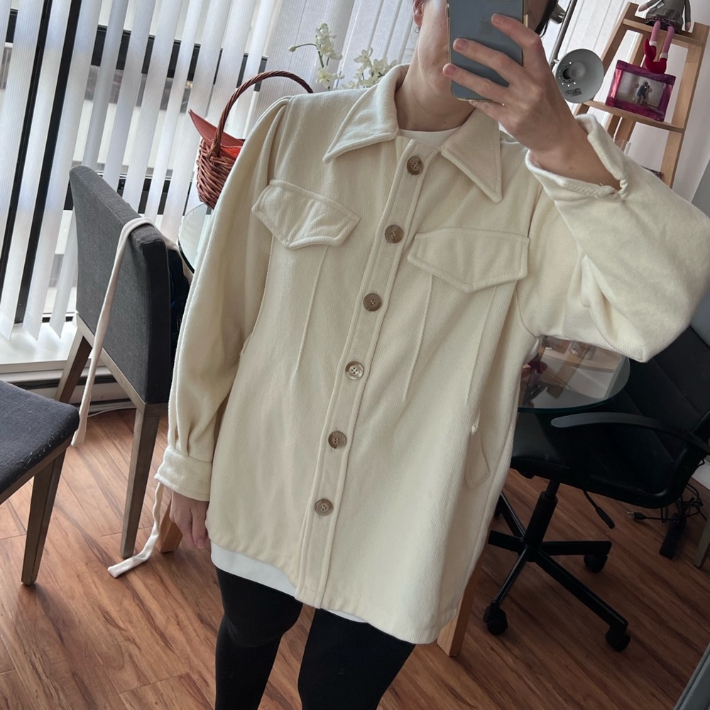 White wool over shirt
